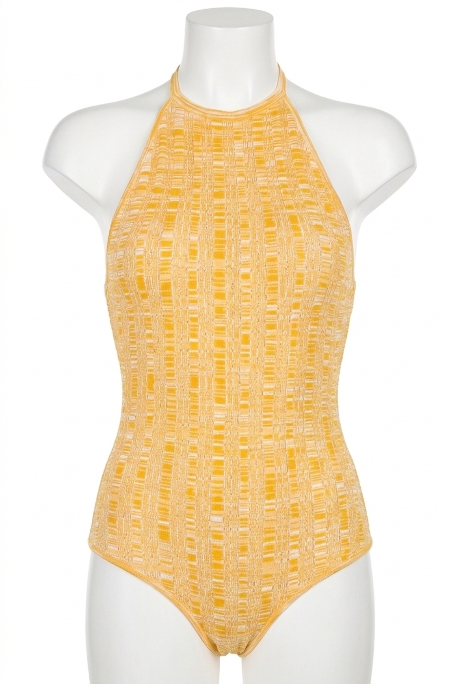 NEW RONNY KOBO kassidy knit bodysuit in canary multi